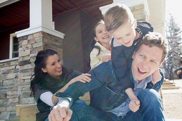 young family playing