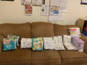 Diapers from United Way and other donors.